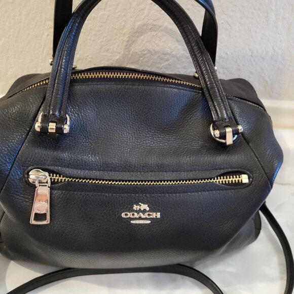 Coach Purse Black Pebble Leather Prairie Satchel Bag - Picture 2 of 14